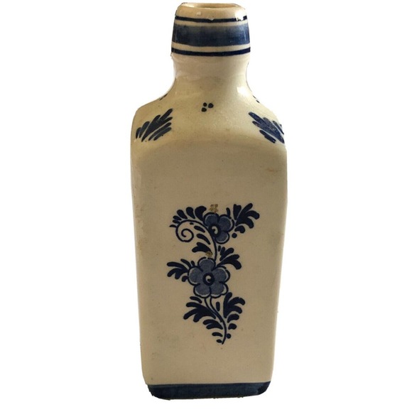 Vintage Delft Holland Porcelain Spirit Bottle 5.25" No Top Stopper - Picture 3 of 6